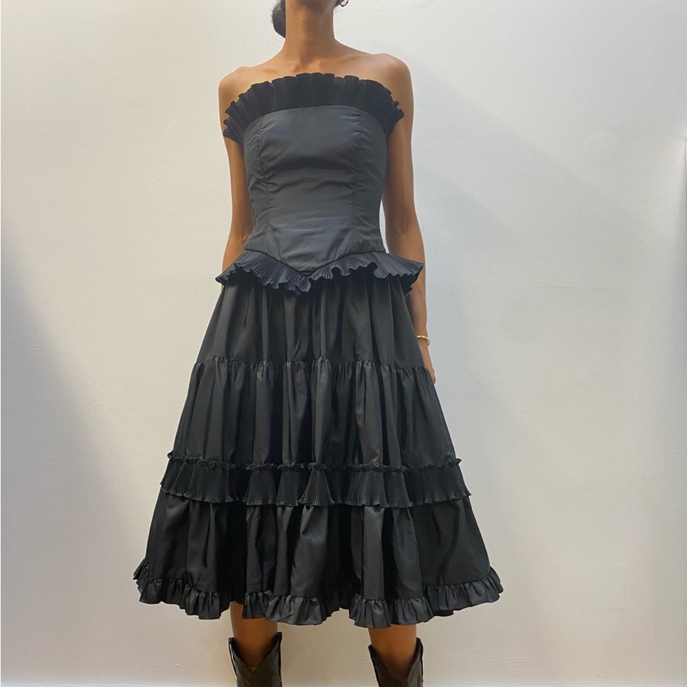 Vintage Pleated Tiered Dress from the 1980s